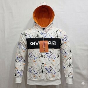 Givova‎ Sportswear Paint Splatter Unisex White Hoodie. New With Tags. Size 7